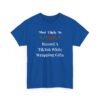 Unisex t-shirt from Twisted Angell with the sarcastic phrase “Most Likely To Record A TikTok While Wrapping Gifts” printed on the front.