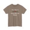 Unisex t-shirt from Twisted Angell with the sarcastic phrase “Most Likely To Wrap Gifts Last Minute” printed on the front.