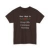 Unisex t-shirt from Twisted Angell with the sarcastic phrase “Most Likely To Wrap Gifts Christmas Morning” printed on the front.
