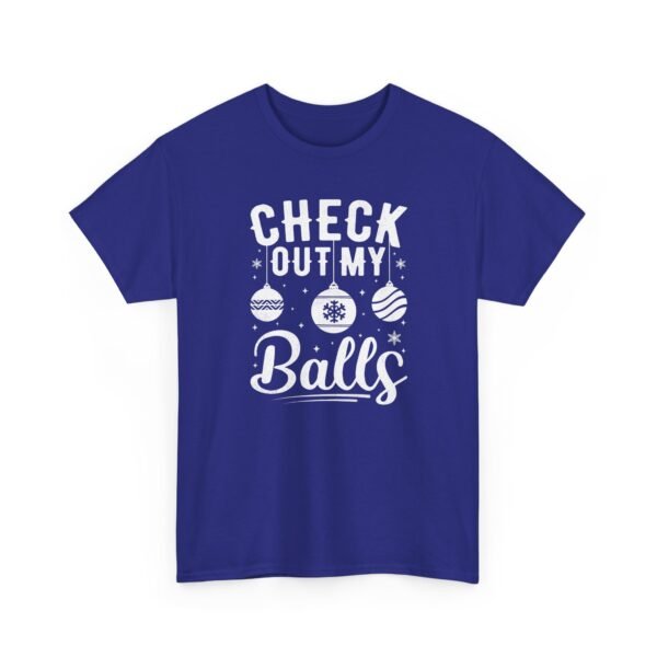 Unisex t-shirt from Twisted Angell with the sarcastic phrase “Check Out My Balls” printed on the front.