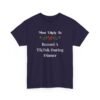 Unisex t-shirt from Twisted Angell with the sarcastic phrase “Most Likely To Record A TikTok During Dinner” printed on the front.