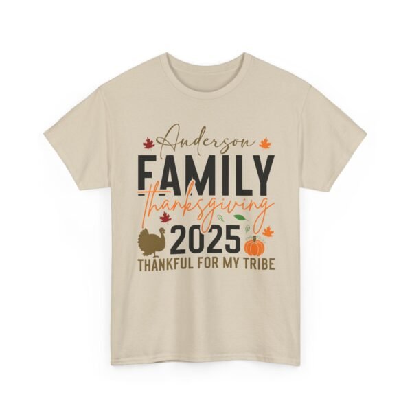 Personalized Family Thanksgiving Thankful For My Tribe T-Shirt with heartfelt family gratitude design by Twisted Angell Sarcastic apparel design from Twisted Angell with the phrase “Personalized Family Thanksgiving Thankful For My Tribe Tee 2025” printed on the front.