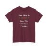 Unisex t-shirt from Twisted Angell with the sarcastic phrase “Most Likely To Burn The Christmas Cookies” printed on the front.