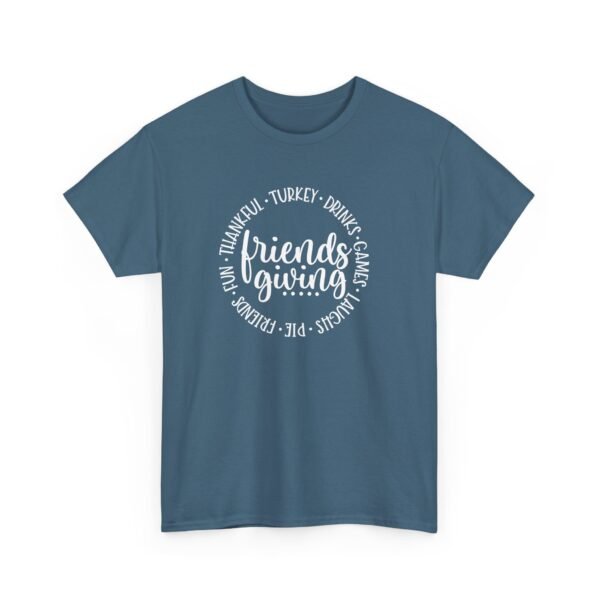 Unisex t-shirt from Twisted Angell with the sarcastic phrase “Friendsgiving” printed on the front.