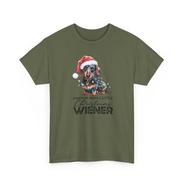 Unisex t-shirt from Twisted Angell with the sarcastic phrase “Everyone Needs A Little Christmas Wiener” printed on the front.