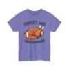 Unisex t-shirt from Twisted Angell with the sarcastic phrase “Turkey and Touchdowns” printed on the front.
