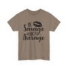 Unisex t-shirt from Twisted Angell with the sarcastic phrase “Be Savage, Not Average” printed on the front.