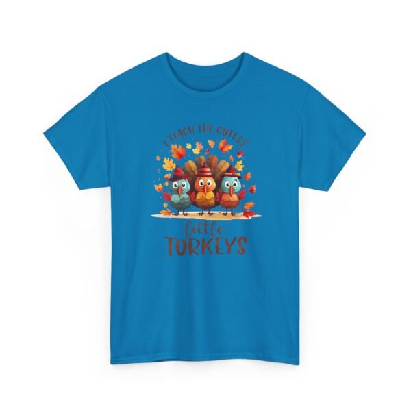 Unisex t-shirt from Twisted Angell with the sarcastic phrase “I Teach The Cutest Little Turkeys” printed on the front.