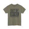 Unisex t-shirt from Twisted Angell with the sarcastic phrase “Out of Office - Might Not Come Back” printed on the front.