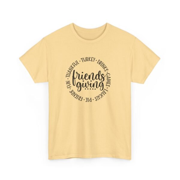 Unisex t-shirt from Twisted Angell with the sarcastic phrase “Friendsgiving” printed on the front.