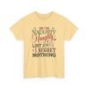 Unisex t-shirt from Twisted Angell with the sarcastic phrase “On The Naughty Naughty List and Regret Nothing” printed on the front.