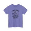 Unisex t-shirt from Twisted Angell with the sarcastic phrase “I Have Mixed Drinks About Feelings” printed on the front.