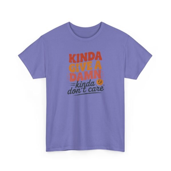Unisex t-shirt from Twisted Angell with the sarcastic phrase “Kinda Give a Damn, Kinda Don't Care” printed on the front.