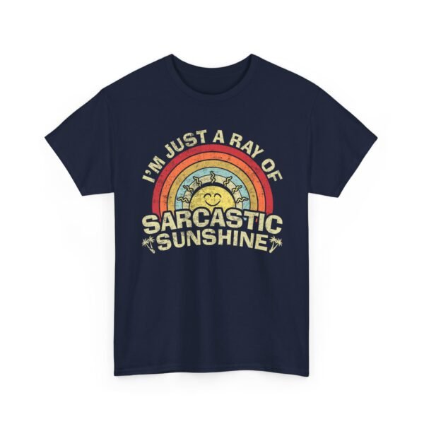 Unisex t-shirt from Twisted Angell with the sarcastic phrase “I'm Just A Ray Of Sarcastic Sunshine” printed on the front.