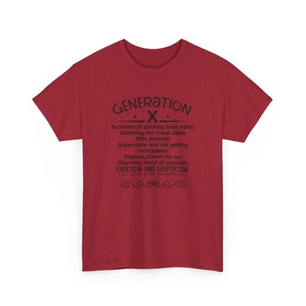 Sarcastic apparel design from Twisted Angell with the phrase “Generation X Definition - Sarcasm & Skepticism Tee” printed on the front.