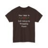 Unisex t-shirt from Twisted Angell with the sarcastic phrase “Most Likely To Fall Asleep In Wrapping Paper” printed on the front.