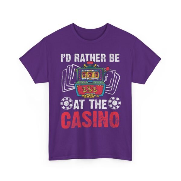 Unisex t-shirt from Twisted Angell with the sarcastic phrase “I'd Rather Be At The Casino” printed on the front.