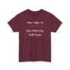 Unisex t-shirt from Twisted Angell with the sarcastic phrase “Most Likely To Flirt With The Mall Santa” printed on the front.