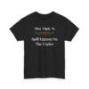 Unisex t-shirt from Twisted Angell with the sarcastic phrase “Most Likely To Spill Eggnog On The Copier” printed on the front.