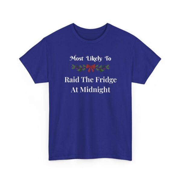 Unisex t-shirt from Twisted Angell with the sarcastic phrase “Most Likely To Raid The Fridge At Midnight” printed on the front.