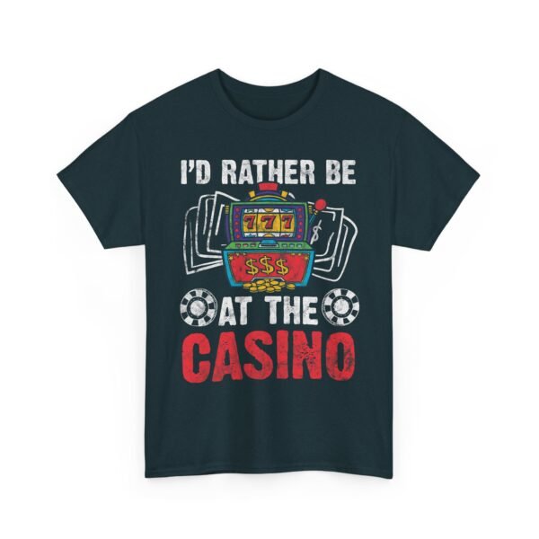 Unisex t-shirt from Twisted Angell with the sarcastic phrase “I'd Rather Be At The Casino” printed on the front.