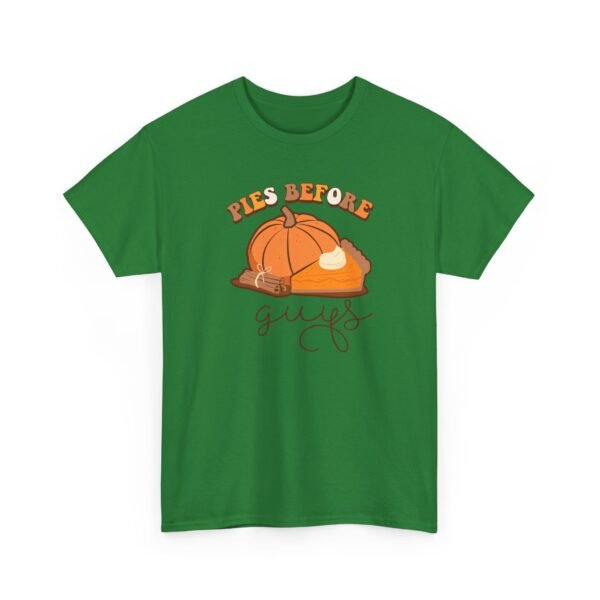 Unisex t-shirt from Twisted Angell with the sarcastic phrase “Pies Before Guys” printed on the front.