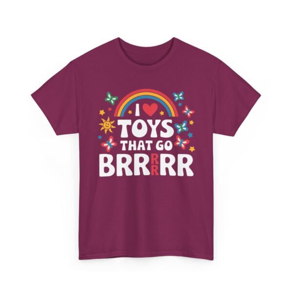 Unisex t-shirt from Twisted Angell with the sarcastic phrase “I Love Toys That Go Brrrr” printed on the front.