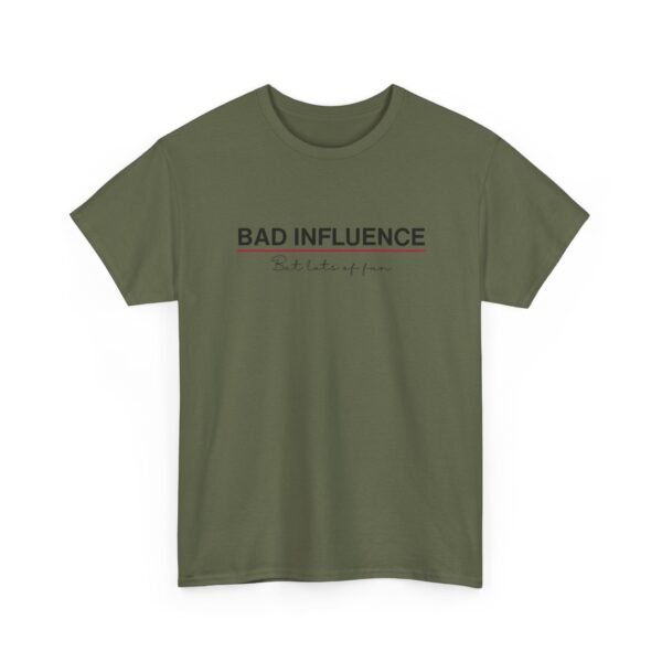 14337273007946284868_2048-1.jpeg Unisex t-shirt from Twisted Angell with the sarcastic phrase “Bad Influence” printed on the front.