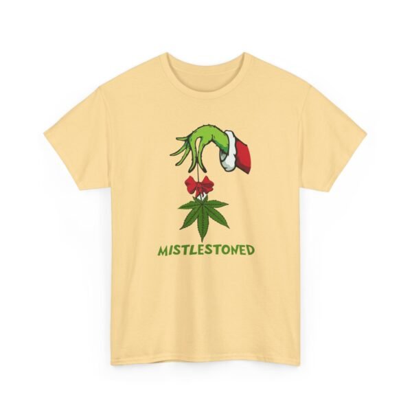 Unisex t-shirt from Twisted Angell with the sarcastic phrase “MistleStoned” printed on the front.