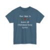 Unisex t-shirt from Twisted Angell with the sarcastic phrase “Most Likely To Know All Christmas Song Lyrics” printed on the front.