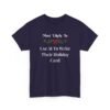 Unisex t-shirt from Twisted Angell with the sarcastic phrase “Most Likely to Use AI To Write Their Holiday Card” printed on the front.