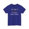 Unisex t-shirt from Twisted Angell with the sarcastic phrase “Most Likely To Be Singing Happy Feelings” printed on the front.