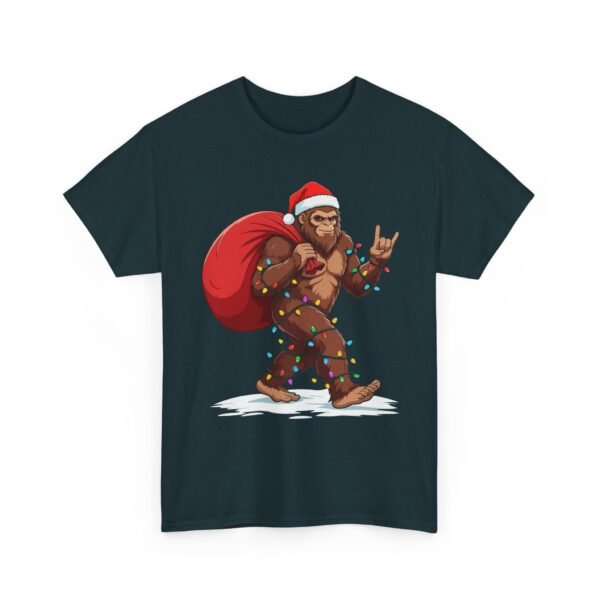 Unisex t-shirt from Twisted Angell with the sarcastic phrase “Holiday Bigfoot” printed on the front.