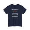 14801925250223318167_2048.jpeg Unisex t-shirt from Twisted Angell with the sarcastic phrase “Most Likely To Funny Holiday Gift Wrapping” printed on the front.