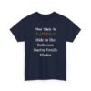 Unisex t-shirt from Twisted Angell with the sarcastic phrase “Most Likely To Hide In The Bathroom During Family Photos” printed on the front.