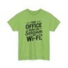 Unisex t-shirt from Twisted Angell with the sarcastic phrase “Sarcasm & Wi‑Fi Office” printed on the front.
