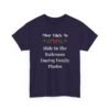 Unisex t-shirt from Twisted Angell with the sarcastic phrase “Most Likely To Hide In The Bathroom During Family Photos” printed on the front.