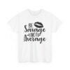 Unisex t-shirt from Twisted Angell with the sarcastic phrase “Be Savage, Not Average” printed on the front.