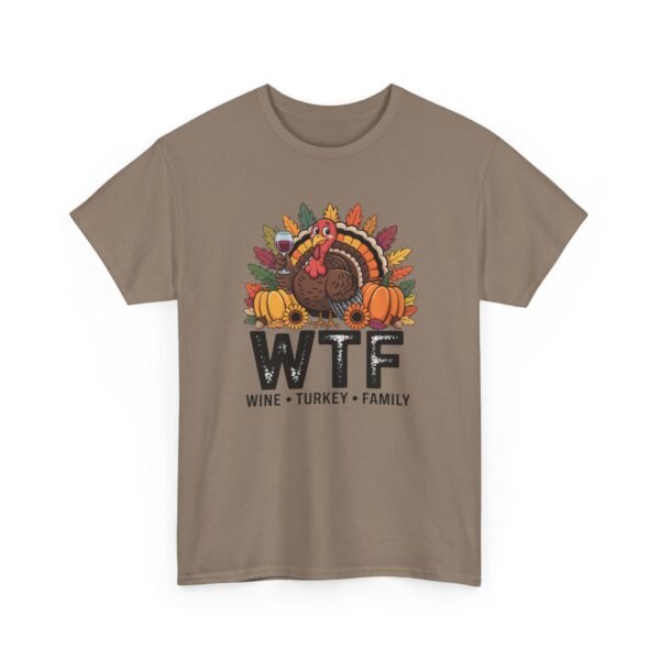 14892895319673909834_2048-1.jpeg Unisex t-shirt from Twisted Angell with the sarcastic phrase “WTF: Wine, Turkey, Family” printed on the front.