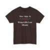 Unisex t-shirt from Twisted Angell with the sarcastic phrase “Most Likely To Wrap Gifts Last Minute” printed on the front.