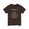 Unisex t-shirt from Twisted Angell with the sarcastic phrase “Most Likely To Still Be Cleaning Up Christmas In February” printed on the front.