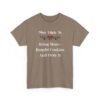 Unisex t-shirt from Twisted Angell with the sarcastic phrase “Most Likely To Bring Store-Bought Cookies And Deny It” printed on the front.