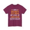 Unisex t-shirt from Twisted Angell with the sarcastic phrase “I Am A Grumpy Old Man, My Level Of Sarcasm Depends On Your Level Of Stupidity” printed on the front.