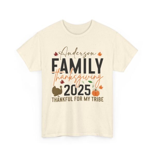 15164905375350120971_2048-1.jpeg Sarcastic apparel design from Twisted Angell with the phrase “Personalized Family Thanksgiving Thankful For My Tribe Tee 2025” printed on the front.
