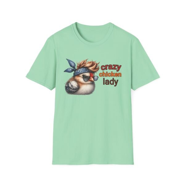 Unisex t-shirt from Twisted Angell with the sarcastic phrase “Crazy Chicken Lady” printed on the front.