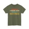 1530864269545096324_2048-1.jpeg Unisex t-shirt from Twisted Angell with the sarcastic phrase “Having a Weird Mom Builds Character” printed on the front.