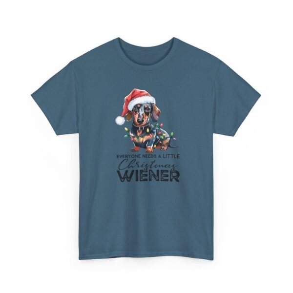 Unisex t-shirt from Twisted Angell with the sarcastic phrase “Everyone Needs A Little Christmas Wiener” printed on the front.