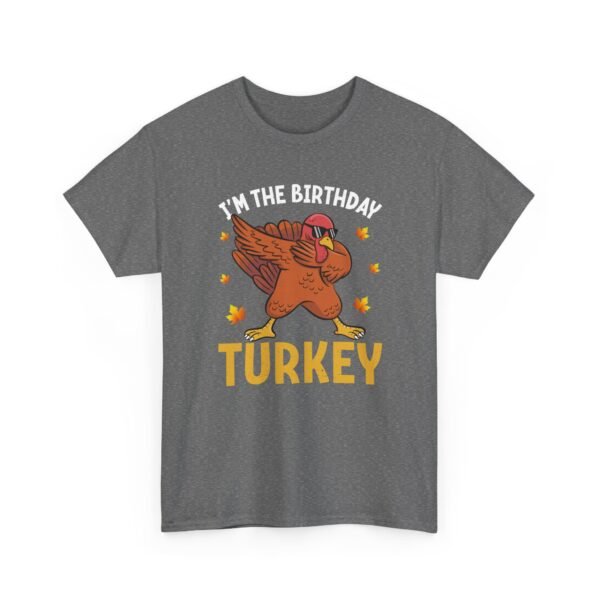 Unisex t-shirt from Twisted Angell with the sarcastic phrase “I'm the Birthday Turkey” printed on the front.