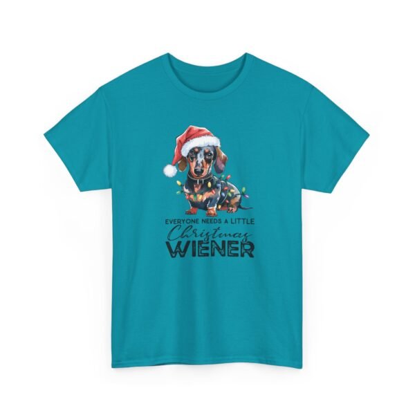 Unisex t-shirt from Twisted Angell with the sarcastic phrase “Everyone Needs A Little Christmas Wiener” printed on the front.