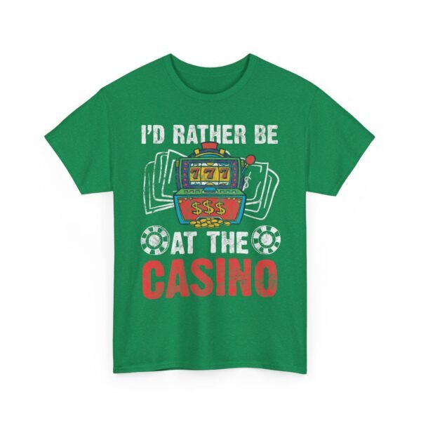 Unisex t-shirt from Twisted Angell with the sarcastic phrase “I'd Rather Be At The Casino” printed on the front.